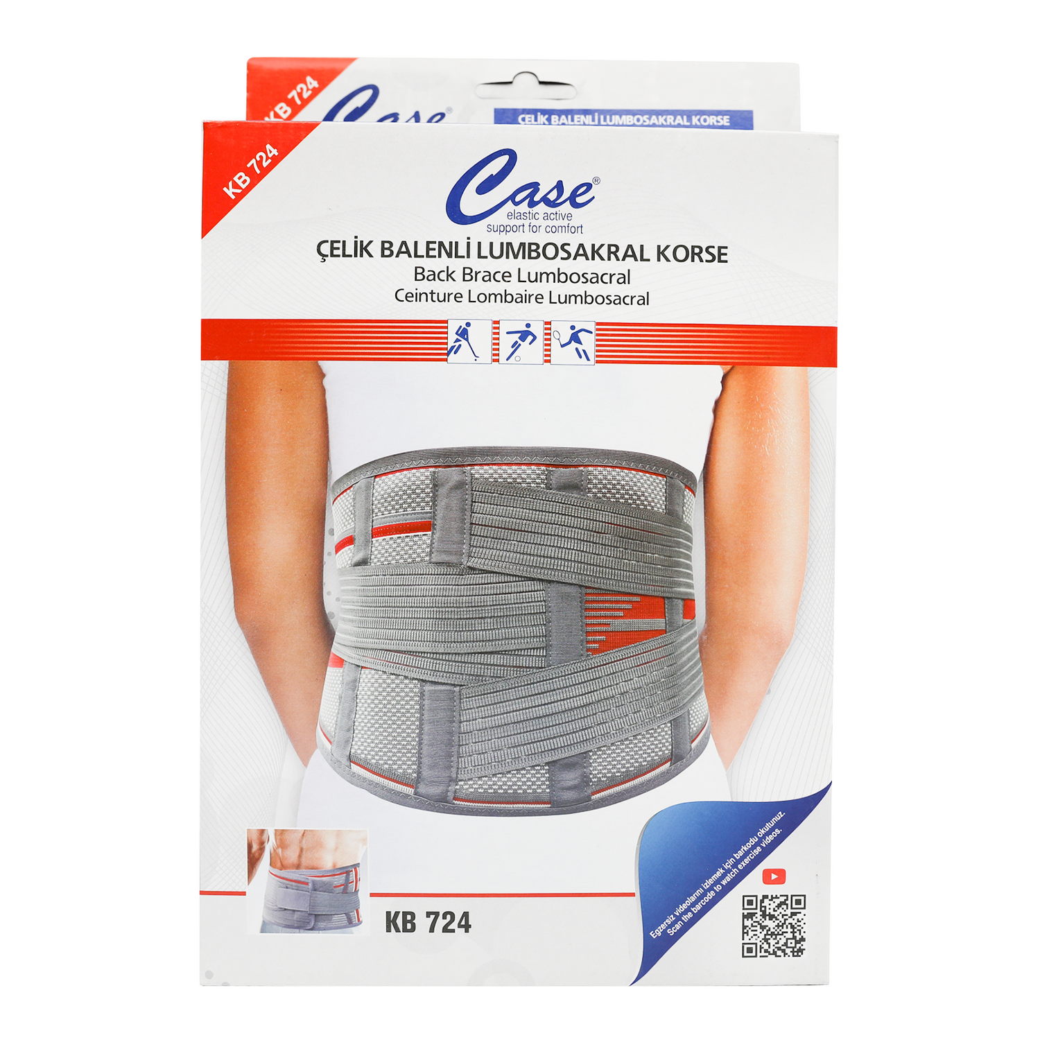 Case Back Brace Lumbosacral Gray Kb 724 M-L