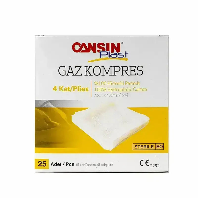 Cansin Plast Sterile Gauze Swabs 7.5x7.5 cm 25 Pcs 550