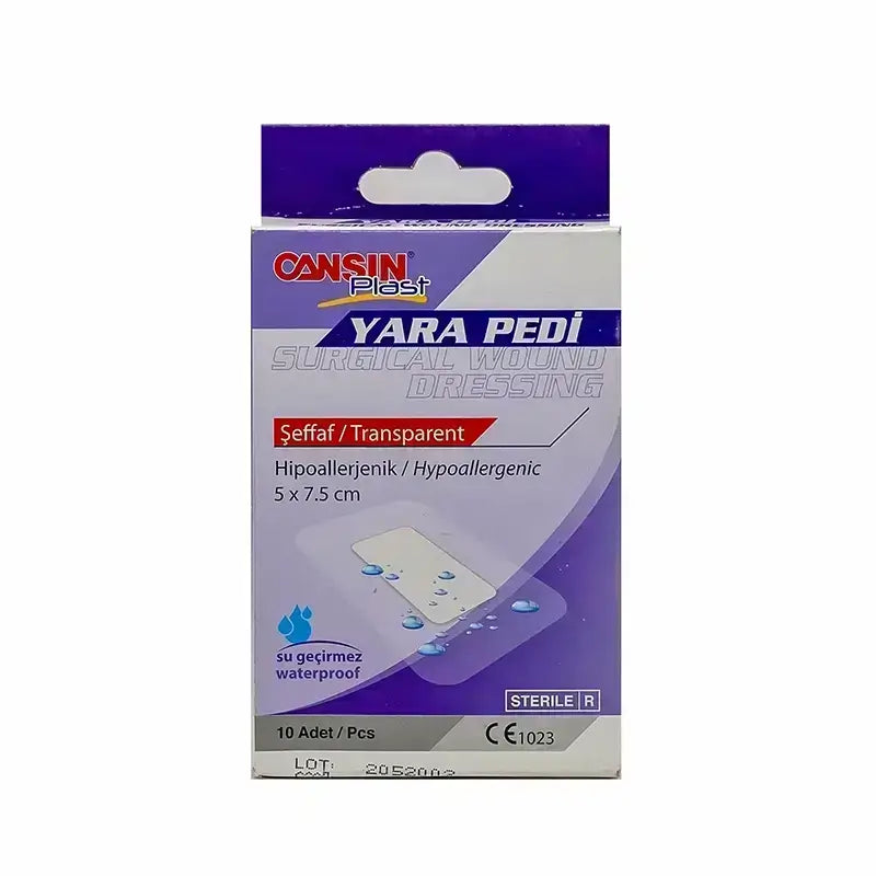 Cansin Plast Transparent Surgical Wound Dressing 5x7.5 cm 10 Pcs 520M Alqattan