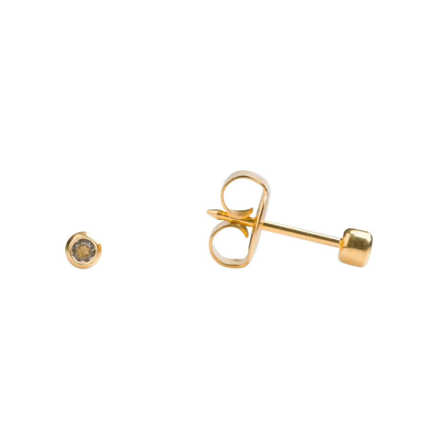 Studex 18K Gold Bezel April Crystal Earrings 2 mm 3304