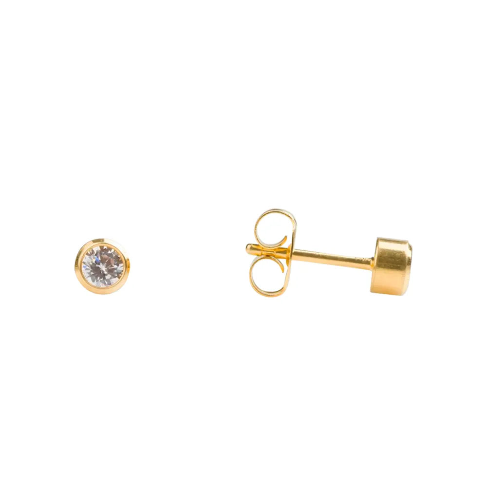 Studex 18K Gold Bezel April Crystal Earrings 3 mm 3204