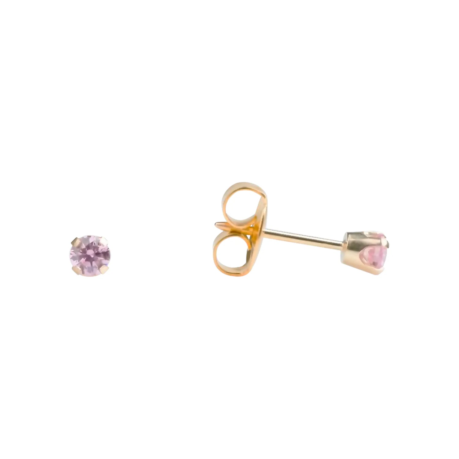 Studex 18K Gold Tiff Pink Cubic Zirconia Earrings 3 mm 3050