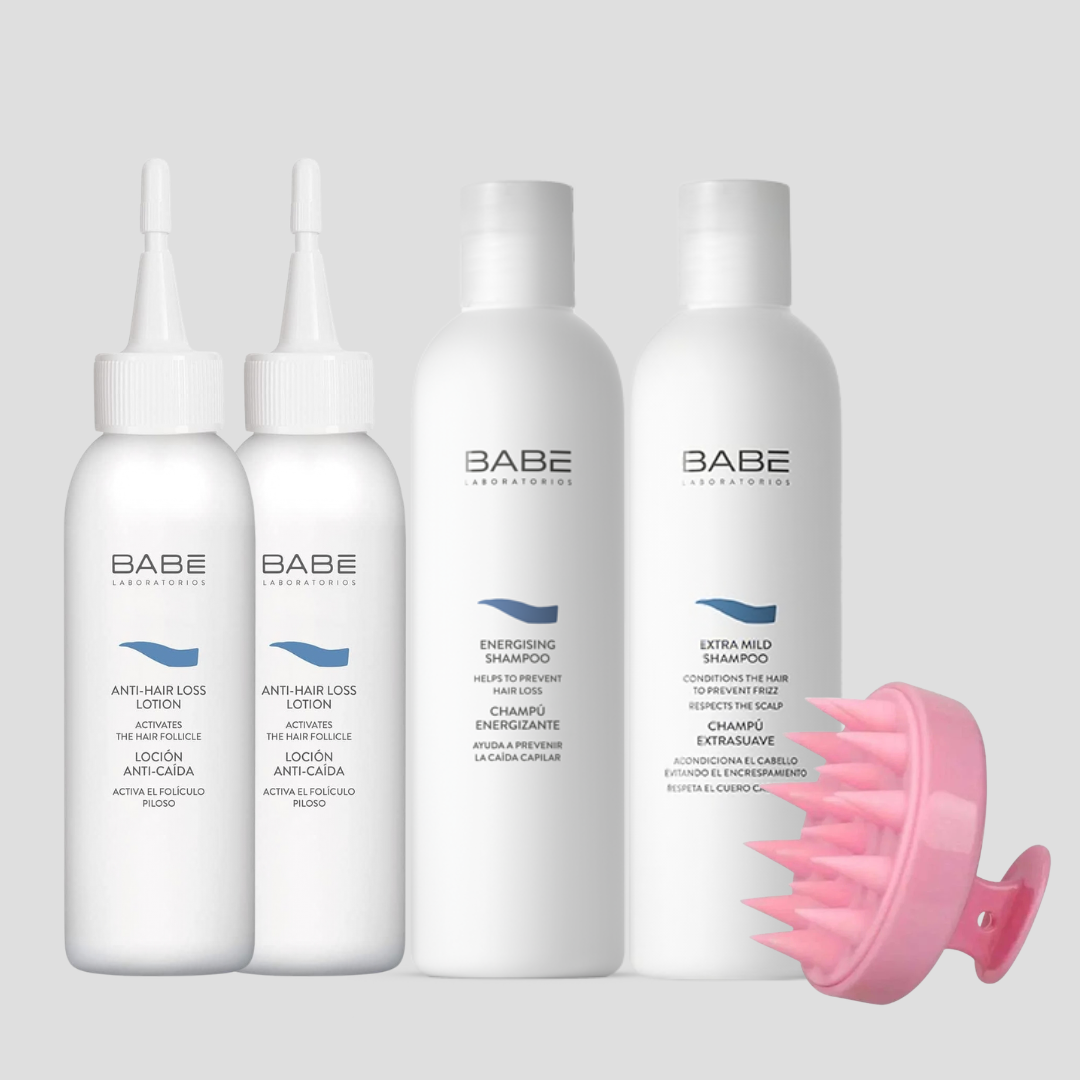 مجموعة بابي لعلاج تساقط الشعر وتنظيف فروة الرأس مع فرشاة 
