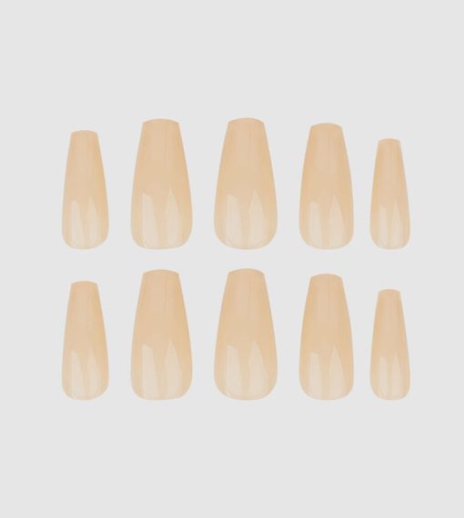 24 Pieces Long Coffin Creamy Nude Nails