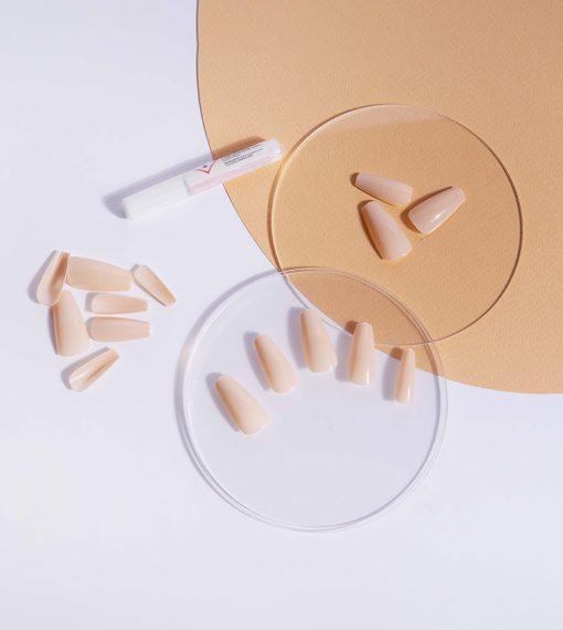 24 Pieces Long Coffin Creamy Nude Nails - Image 2